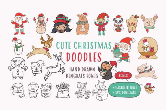 Cute Christmas Doodles: A Charming Font for Winter Crafts